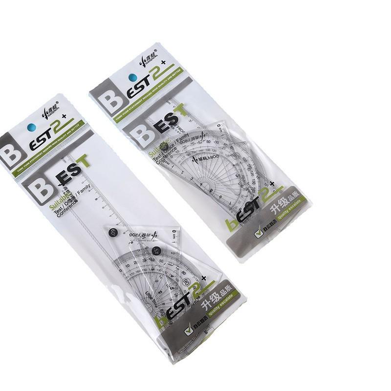 Macaron Color Student Ruler Set: 4-Piece Multi-Function Triangle, Protractor, Ruler for Exams