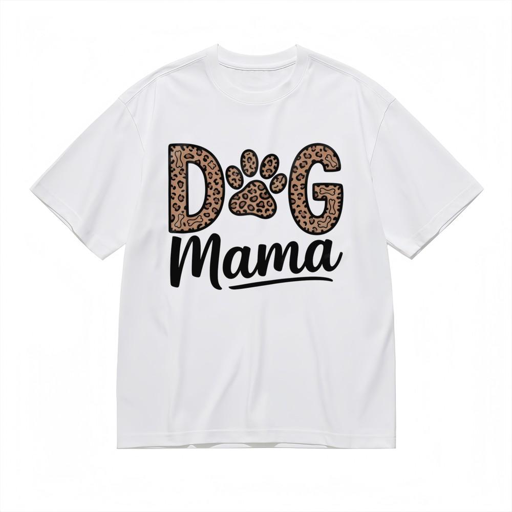 

Women s T-shirt With Leopard DG Mama and Paw Art Graphic Unisex White Cotton Tops L