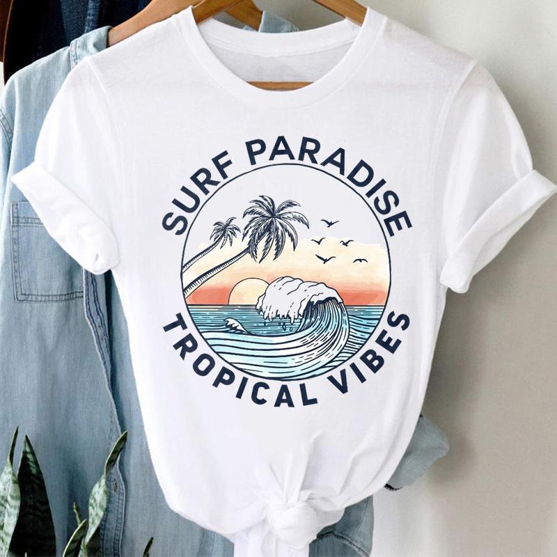 Watercolor Women Clothing Casual Print Tee Top Girl Lovely Summer Fashion T-shirt Short Sleeve Lady Female Graphic T-shirt