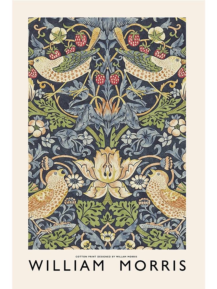 

Постеры на скандинавскую тему и принты, абстрактный Уильям Моррис, цветок, лист, птица, настенная живопись на холсте, настенные панно для декора гостиной 50x70cm No Frame