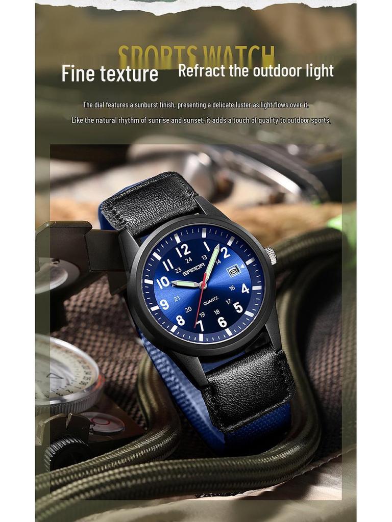 Wasserdichte Retro-Nylon-Armbanduhr mit leuchtendem Quarz für Damen & Herren für Studenten