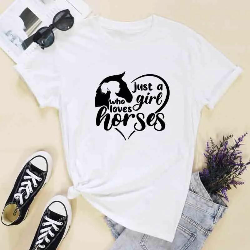 Just A Girl Who Loves Horses TShirt Funny Cowgirl Rodeo Graphic Tee Top Fashion New Years Country Girl Equestrian Tee Shirts