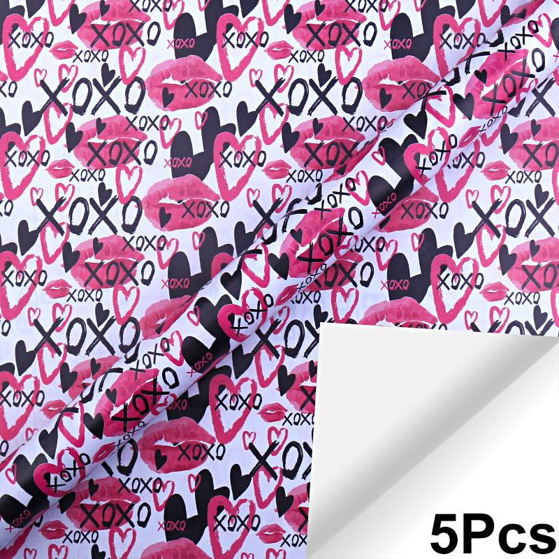 5 Stück Beschichtetes Papier Premium Bastel- & Buchumschlag Einzigartiges Valentinstags Romantisches Liebesmuster Geschenkpapier Partydekorationen