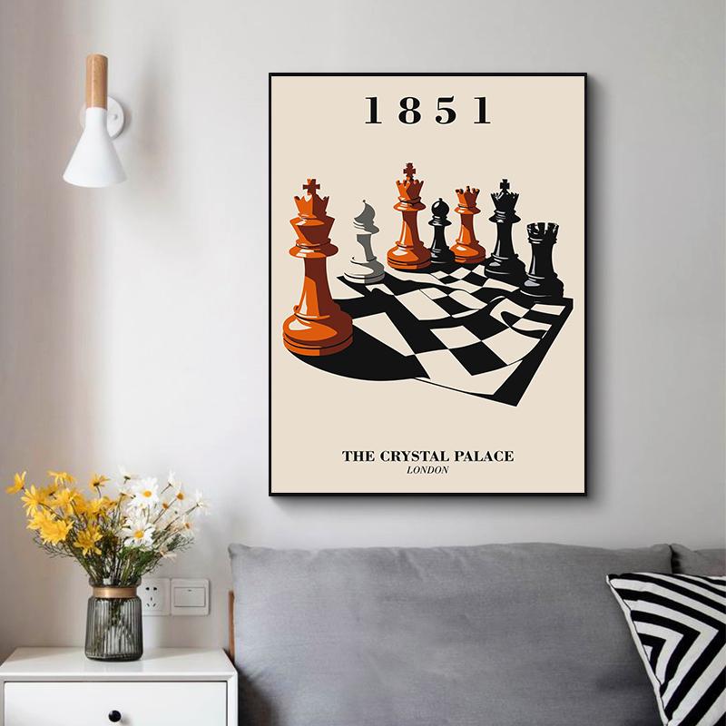 International Chess Posters Geometric Chessboard Minimalist Game Prints Canvas Painting Wall Art Pictures Home Living Room Decor