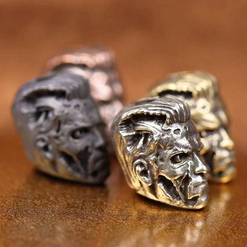 Robot Warrior Brass Knife Beads EDC Outdoor DIY Paracord Woven Lanyard Pendants Accessories.