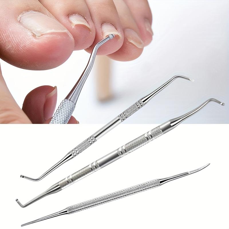 3-teiliges Werkzeug aus Edelstahl für eingewachsene Zehennägel, Zehennagelfeile und -heber, chirurgisch sicheres Nagelbehandlungs-Pediküre-Werkzeugset, Nagelreiniger-Werkzeuge zur Schmerzlinderung