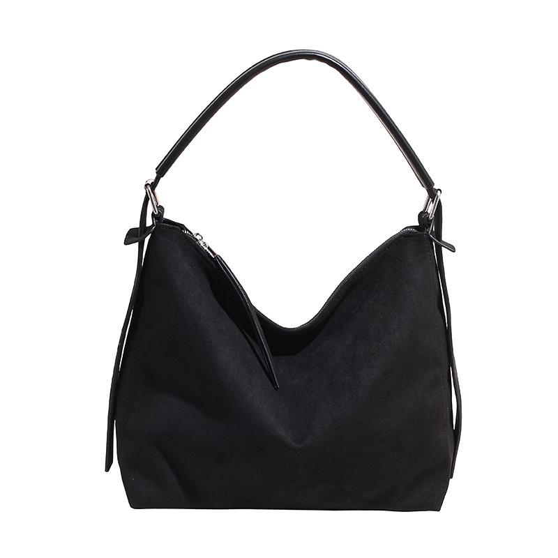 

Винтажная замшевая сумка-тоут, новая универсальная сумка подмышку большой вместимости для поездок на работу, на плечо, сумка-мессенджер. чёрный