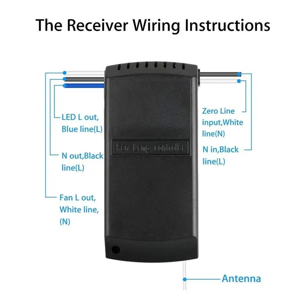 GERMA Universelles Deckenventilator-Lampen-Fernbedienungs-Kit AC 110-240V Zeitschaltuhr Einstellbare Windgeschwindigkeit Sender Empfänger