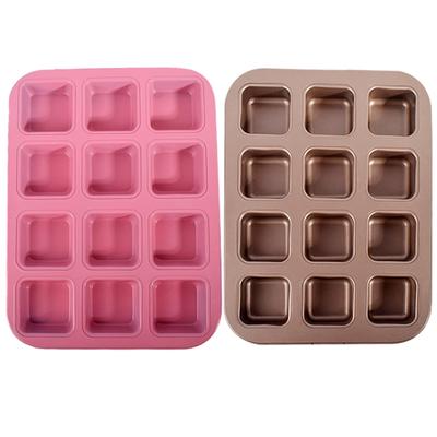 Moule à Gâteau 12 Cases Carré Mini Pain Burger Cupcake Muffin Pour Ménage Antiadhésif Plaque de Cuisson Plateaux Four Outil de Pâtisserie