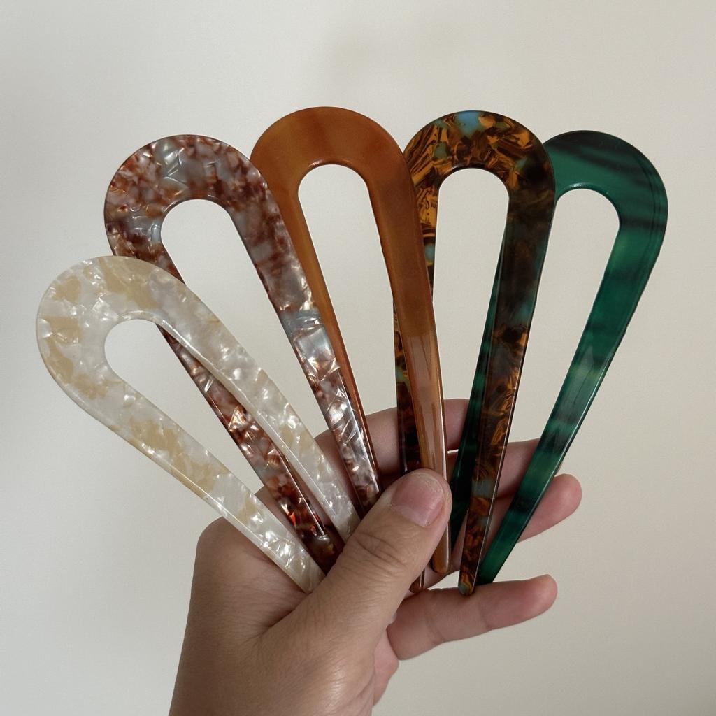 2PC 2025 New U Shaped Hair Stick Vintage French Hair Pin Women Acetate Hair Accessories DIY Retro Hairstyle Tool New Hair Clips