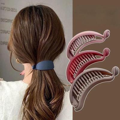Einfarbige, matte Bananenspange, Haarklammer, gefrostete Pferdeschwanzschnalle, Pferdeschwanzhalter, Haarnadeln, Haarspangen für Frauen und Mädchen, Haarschmuck
