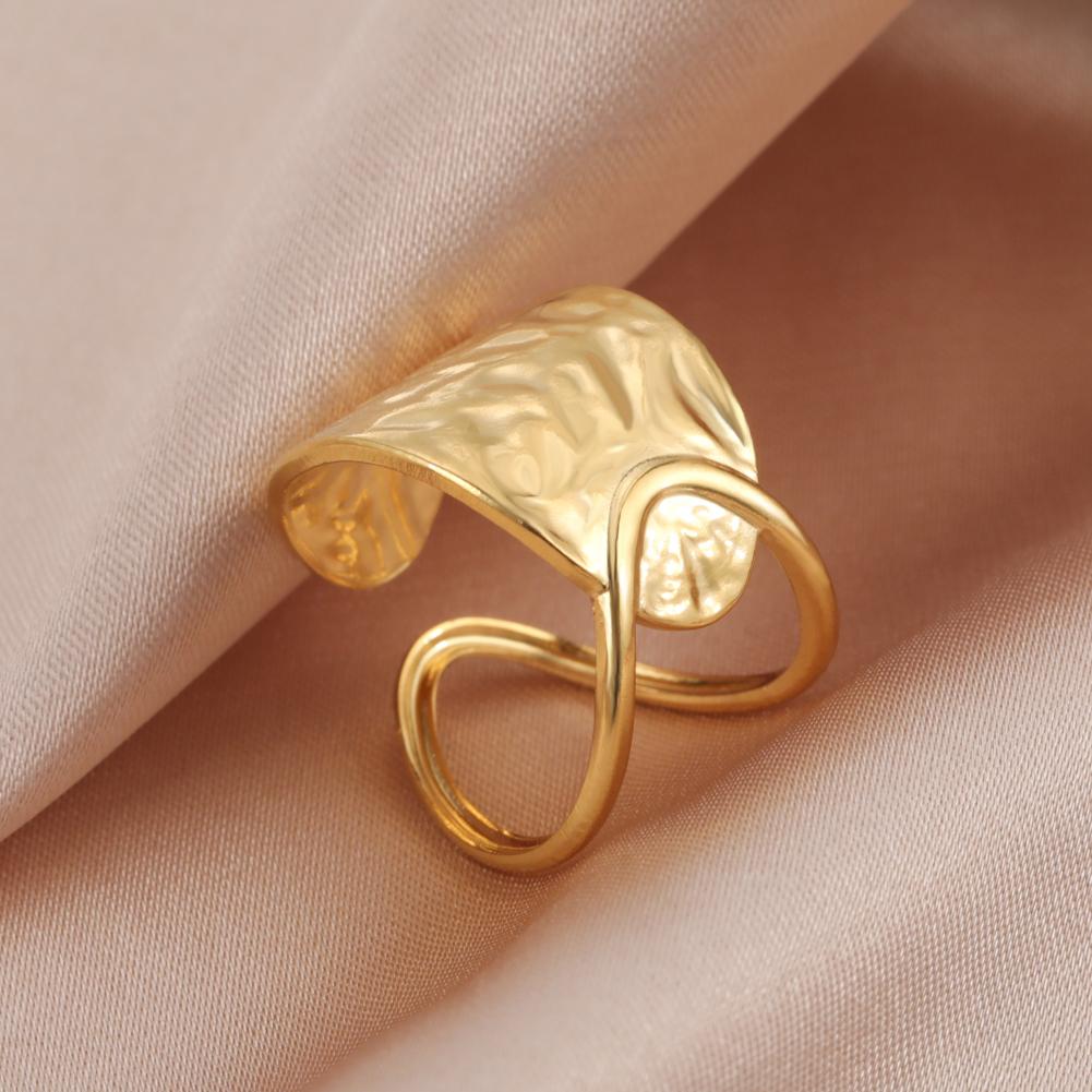 Stainless Steel Women Rings Geometric Heart Aesthetic Adjustable Open Finger Ring Fashion Party Jewelry Gifts