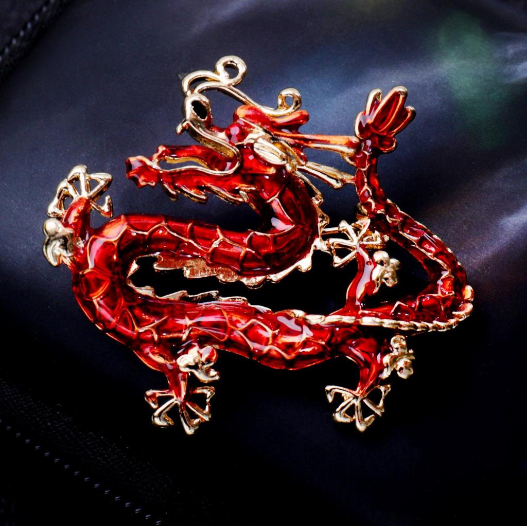 Chinese Zodiac Dragon Totem Brooch - High-end Men's Suit Accessory