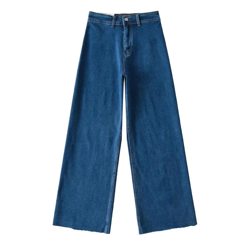American-Style High-Waisted Stretchy Micro-Flare Jeans for Women - Spring/Autumn Wide-Leg Pants