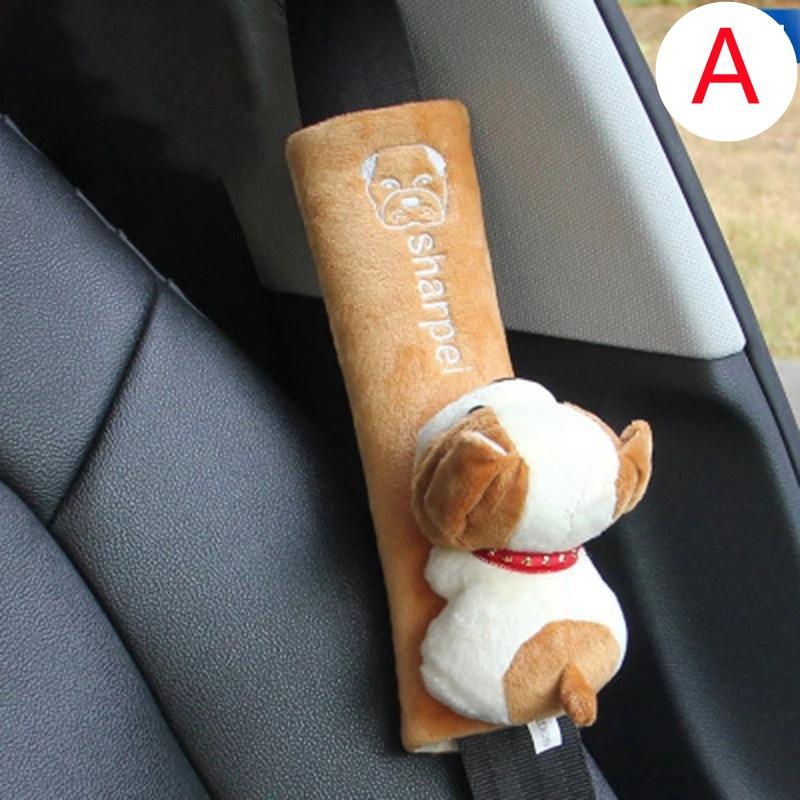 Comfortable Soft Car Seat Cover Cute Animal Pink Cat Auto Seat Belts Covers Plush Shoulder Car Accessories