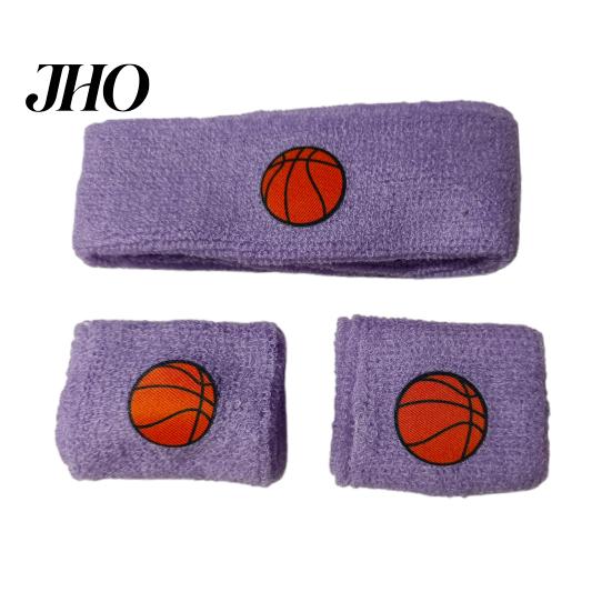 Sports Headband 1 Set Kids Wristband Ball Embroidery Stretch Breathable Sweatband Sweat Absorbing Boys Girls Knitted Basketball Volleyball Wrist