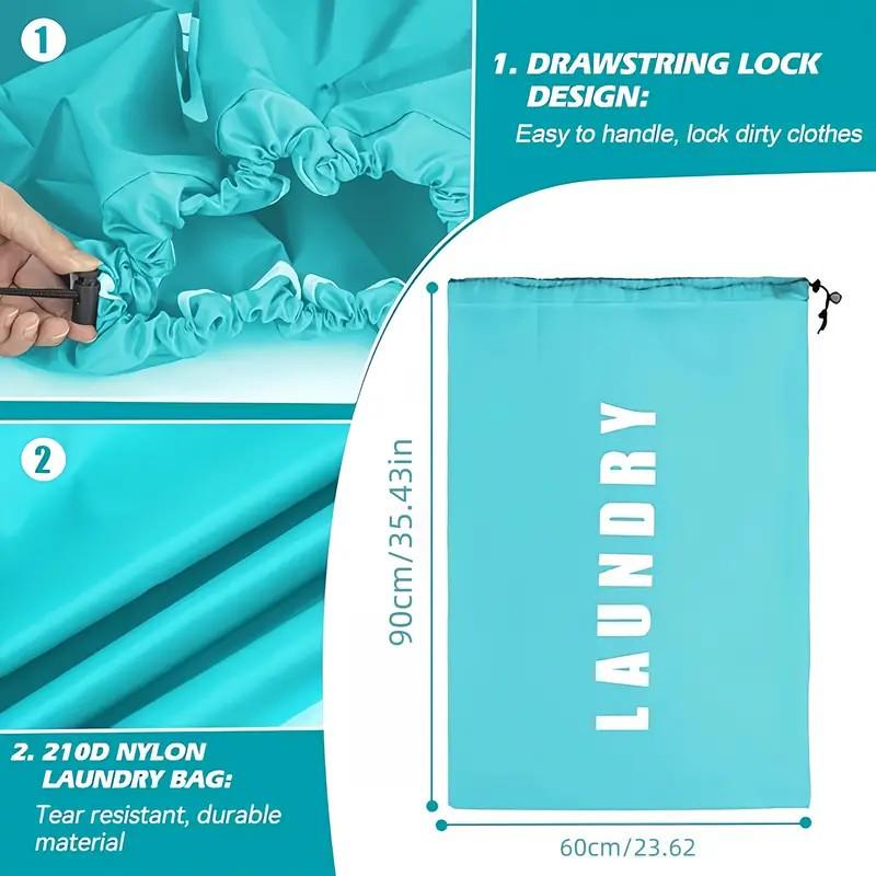 Portable Waterproof Oxford Cloth Laundry Bag with Drawstring Closure for Travel and Storage