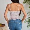 European and American women's clothing summer vacation style sexy lace printing small lace strap close-fitting fresh small suspender