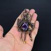 Chevron Amethyst Pendant Gemstone Jewelry, 999 Copper Wire Wrapped Pendant, Handmade Antique Jewelry Gift For Mother