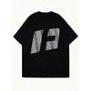 Übergroßes T-Shirt Schwarz Nummer 43 Grafikdruck Lässig Streetwear Mode Damen Sommer Oberteil