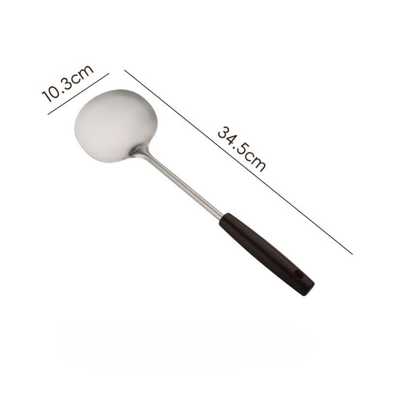 Stainless Steel Wood Handle  Stir-fry Spoon Walnut Mushroom Kitchen Frying Spatula Wok Utensils Cooking Tools Wood Spatula