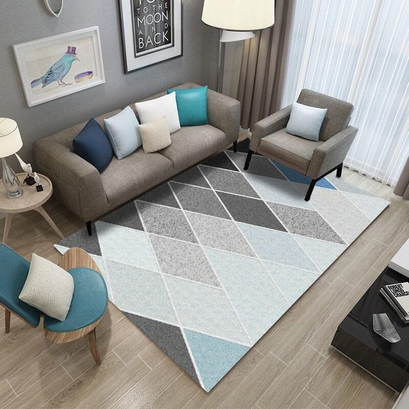 Abstract Nordic Geometry Printing Large Rug Anti-slip and Wear-resistant Soft Mat for Living Room Bedroom Carpet Easy To Clean