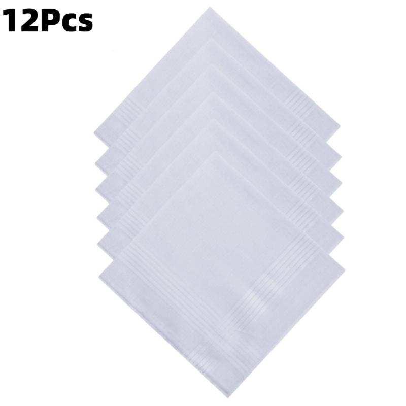 6/12 Stück Herren Reinweiße Taschentücher Damen Einfarbige Taschentücher Reines Baumwoll-Taschentuch Pattentasche Hose Schal