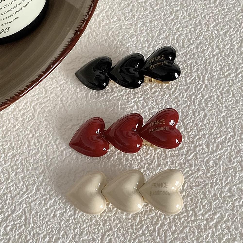 Three Little Hearts Duckbill Clip Peach Heart Girls Hairpins Fashion Hair Clip  for Women Girls