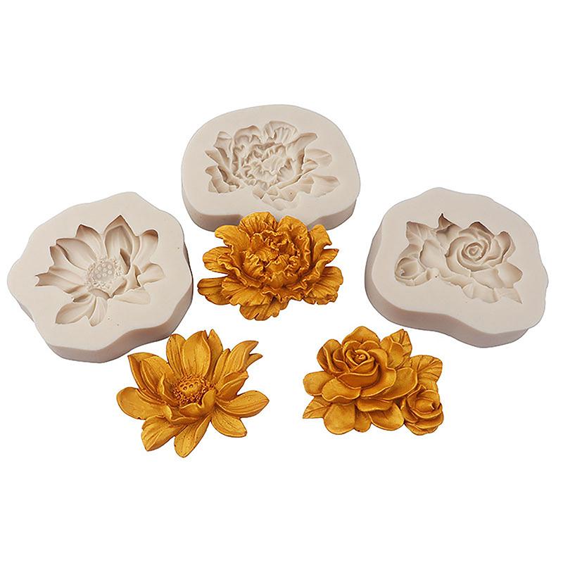 1Pc Peony Sunflower Lotus Silicone Molds Chinese Rose Flower Mould Diy Chocolate Candy Cake Fondant Mold Dessert Decoration