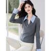 Women's Color-Block Layered Knitted Shirt Top