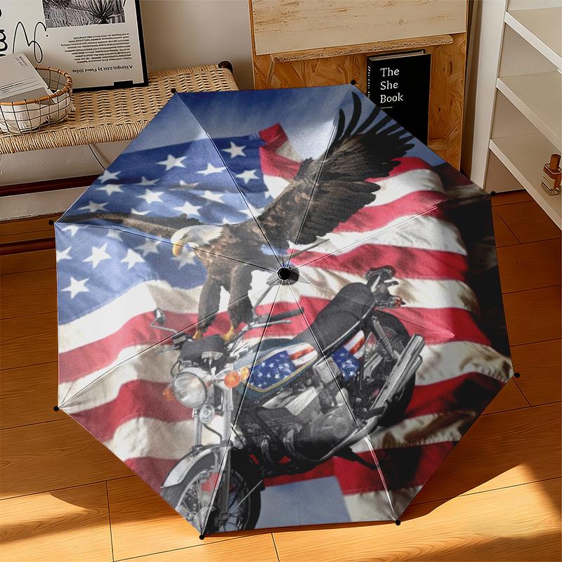 1 Stück Der majestätische amerikanische Weißkopfseeadler Regenschirm Tragbarer Faltregenschirm Eisenrahmen Lochknochenstruktur Outdoor Heimregenschirm