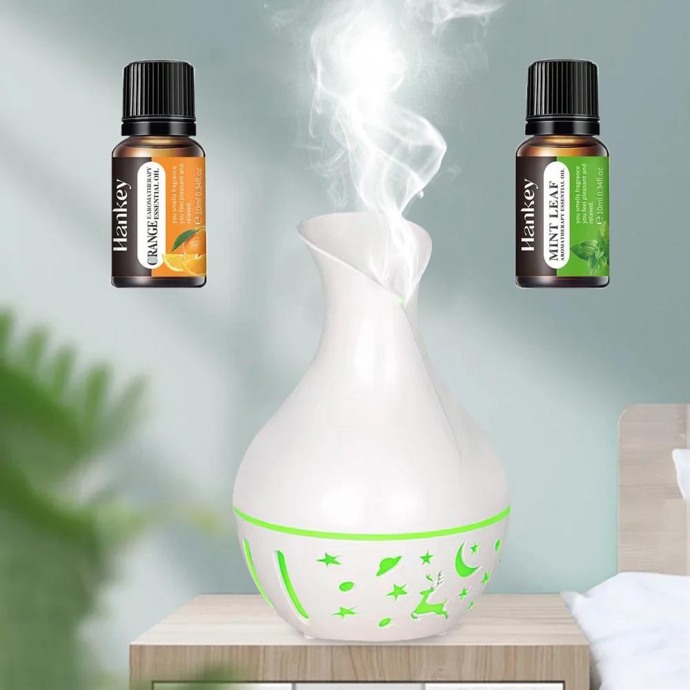 

two bottles of essential oil,Aromatherapy Diffuser Fragrance Humidifier With Colored LED Lighting 200ml Aromatherapy Mist Diffus White
