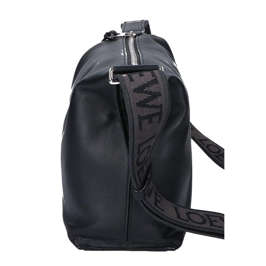 LOEWE 25Stainless Steel Supple Smooth Calf & Jacquard Cuby Crossbody Bag, Small Shoulder bag blackUsed