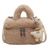 Lamb wool women's oblique span bag winter new shoulder bag trendy fashion plush handbag