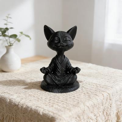 Meditation Cat Statue Ornament, Yoga Cat Sculpture, Zen Cat, Cat Lover Gift, Suitable for Indoor, Garden, Car, Office Decoration