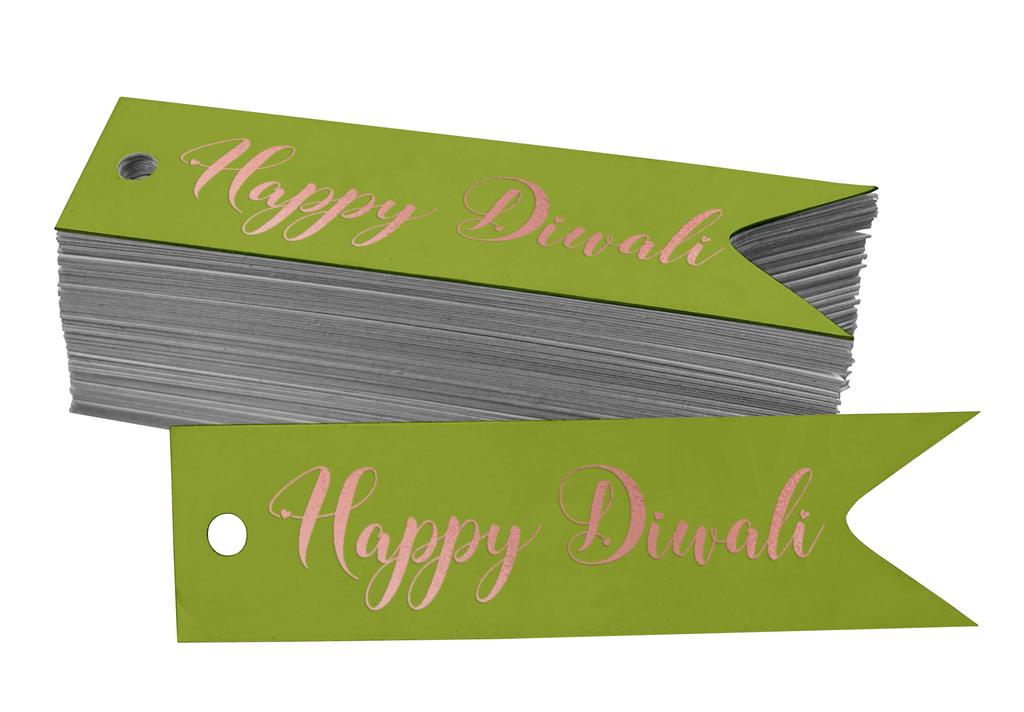 Inkdotpot Pack Of 100 Happy Diwali Favor Paper Tags Craft Real Gold Foil Hang