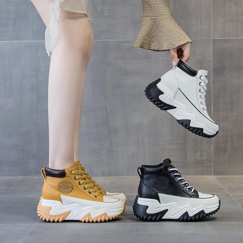 Women's shoes new spring, summer, autumn and winter shoes versatile thick-soled mesh breathable high-top white shoes women's tide