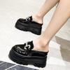 2025 New Bag Head Thick-soled Half-slippers Women's Inner Height Increase Without Heel Rhinestone Small Leather Shoes Muffin Lazy Cool Slippers