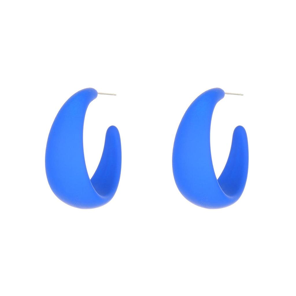 C-shaped Geometric Hoop Earrings: Candy Color Heart Dangles