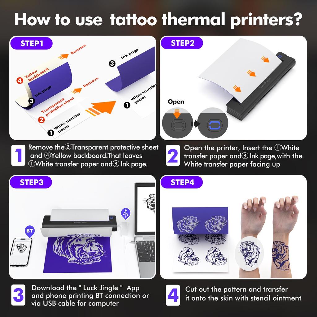 A4 Bluetooth Wireless Tattoo Thermal Printer