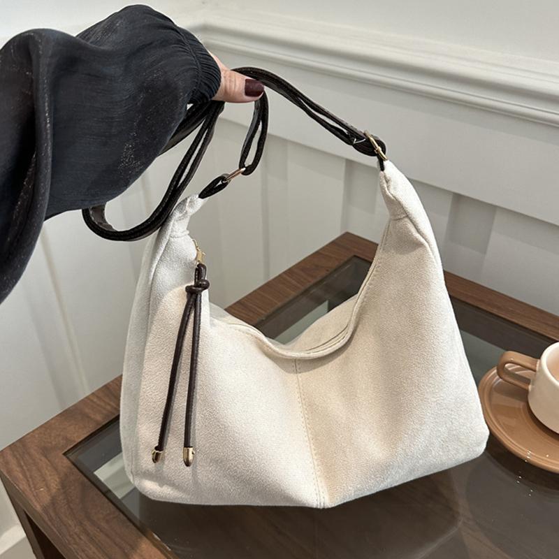 Vintageinspirert Tote-veske med stor kapasitet for kvinner, avslappet ensfarget matt skinn, skulder- og crossbody-veske