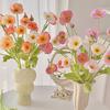 Artificial Flower 4 Head Realistic Fake Silk Flower with Long Stem Home Office Wedding Party Faux Flower Decoration