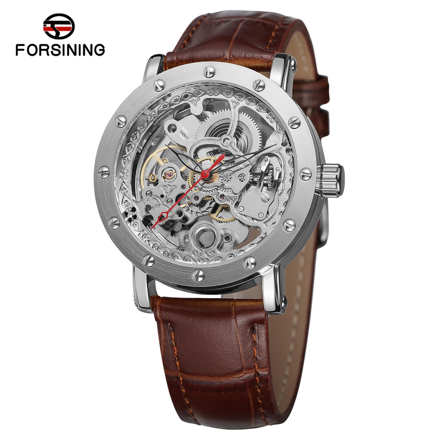 Forsining Men S Casual Engraved Hollow Mechanical Movement, Automatic Mechanical Watch