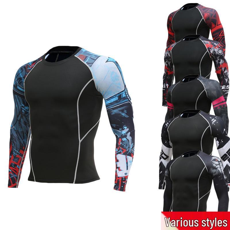 Men's Quick-Dry High-Elastic Long-Sleeve Cycling and Fitness Shirt