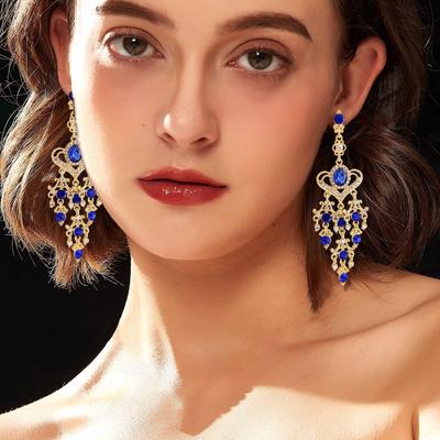 Luxury Dangle Earrings - Statement Heart Tassel Vintage Bridal Wedding Elegant Earrings