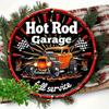 Vintage Hot Rod Metal Wall Decor, 20cm Round Aluminum Sign for Home Bar Cafe