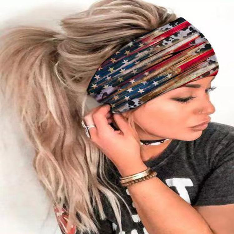Women's 2026 Summer Fashion Stretchy Printed Sports Headband – Wide Silk Hair Tie for Yoga