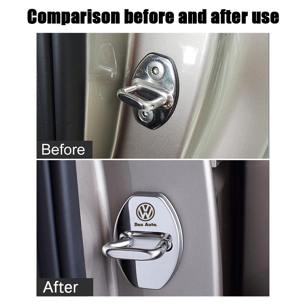 Metal Car Door Lock cover Protective Buckle Cover Sticker For Volkswagen Golf Caddy Passat GTI Lavida Sagitar Scirocco Tiguan