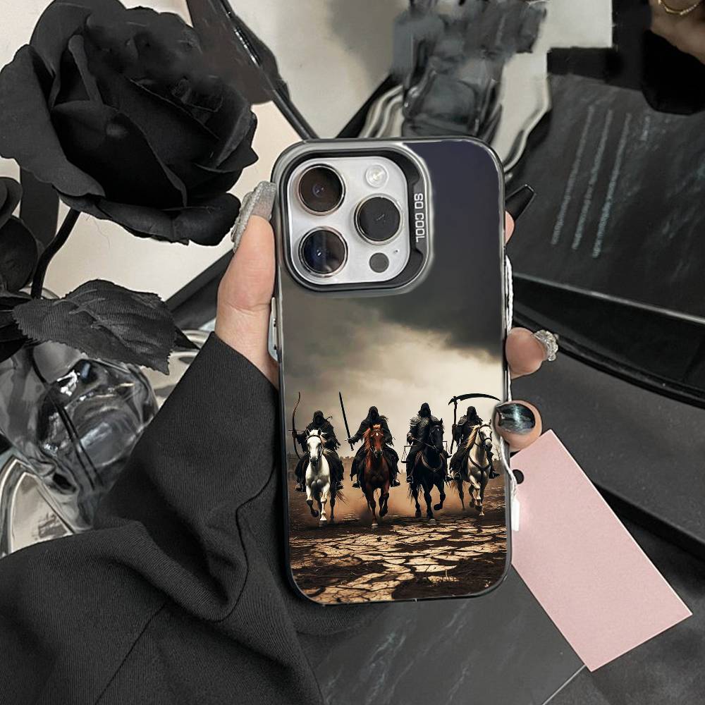 

Anti-war F-Four Horsemen Apocalypse Phone Case For iPhone 17,16,15,14,13,12,Pro MAX Black Matte Shockproof Cover iPhone15