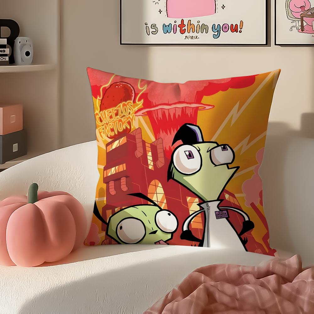 Weird Wacky Absurd Animated Series IInvader Zim Cushion Cover Pillowcase Short Plush Invisible Zipper Room Sofa Cushion Cover
